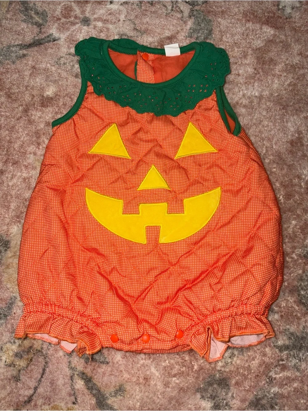 Orange Pumpkin Jack-O'-Lantern Baby Romper or Costume